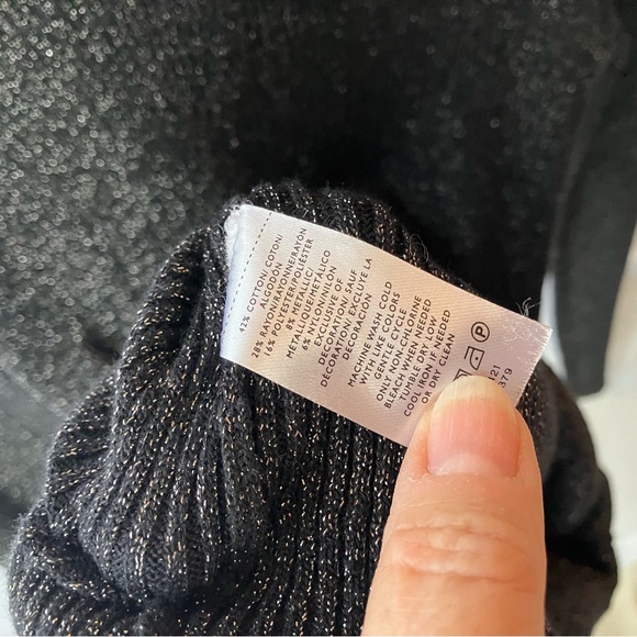 Black Sparkly mock turtleneck Sweater with Bow Detail - Picture 4 of 8